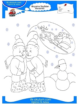 Çocuklar İçin Kış Boyama Sayfaları 